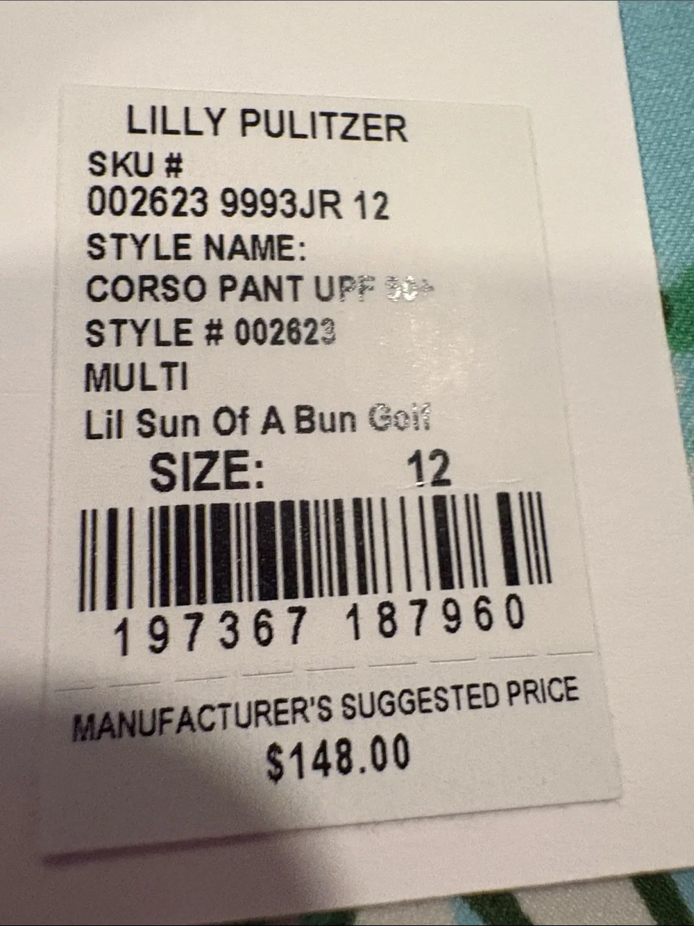 Lilly Pulitzer Aqua Floral Pants & Hot Pink Check Pants NWT Corso pants bundle - Picture 2 of 4